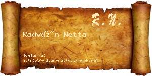 Radván Netta névjegykártya